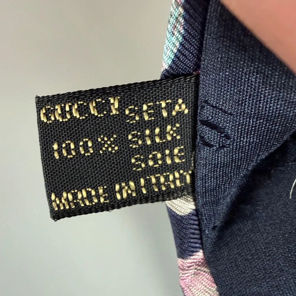 Gucci Necktie Mens One Size Navy Blue Seashell Silk Nautical Made in Italy